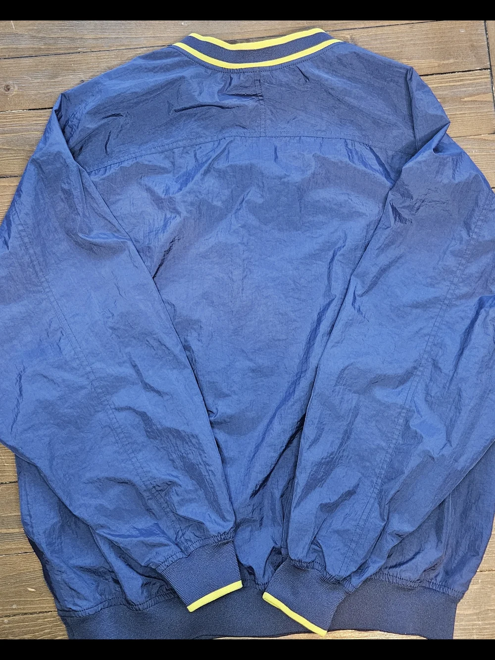 Vintage Nike Y2K Pullover Windbreaker Jacket V-Neck Navy Yellow XL Oversized